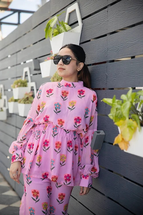 Mel Pink Floral Co Ord Set